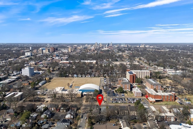 drone / aerial view with a view of city