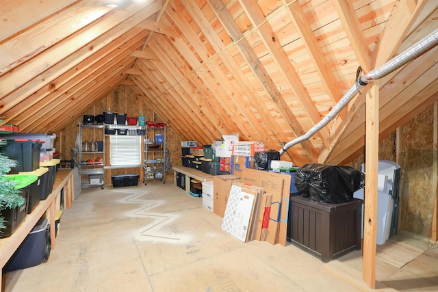 view of unfinished attic