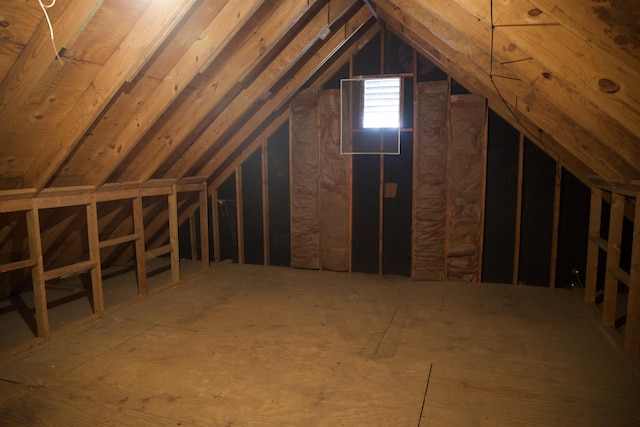 view of unfinished attic