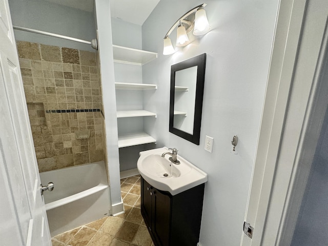 bathroom with vanity and shower / bath combination