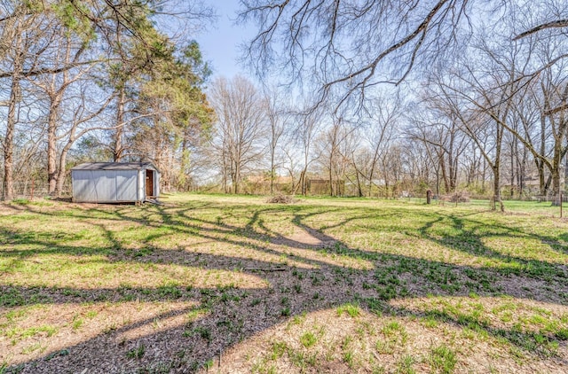 view of yard with a shed and an outdoor structure