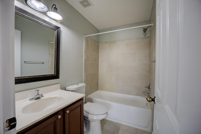 12065 Hidden Trl, Arlington, TN 38002 - bathroom featuring visible vents, toilet, bathing tub / shower combination, tile patterned floors, and vanity