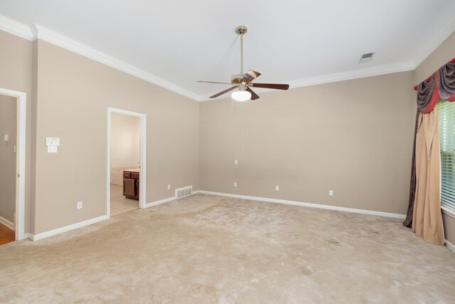 7570 Chapel Ridge Dr, Memphis, TN 38016 - spare room with ornamental molding, visible vents, and ceiling fan