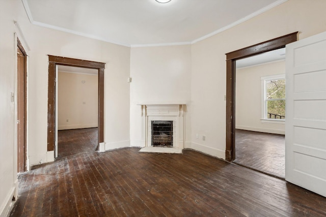 8457 Kerrville-Rosemark Rd, Millington, TN 38053 - unfurnished living room with hardwood / wood-style floors, baseboards, a fireplace, and crown molding
