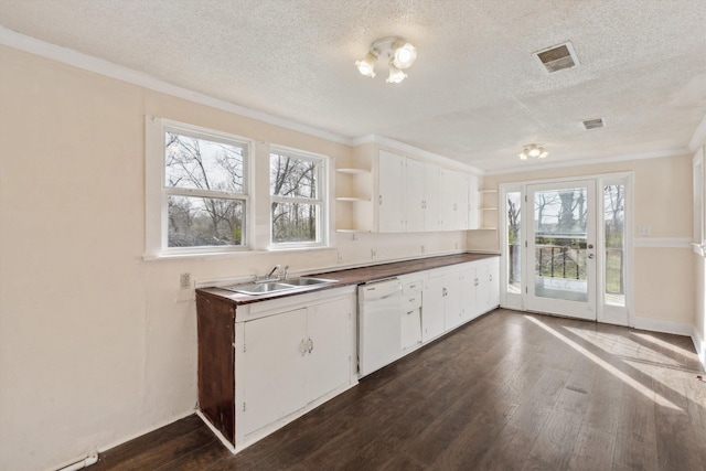 8457 Kerrville-Rosemark Rd, Millington, TN 38053 - kitchen with dishwasher, open shelves, dark wood finished floors, and a sink