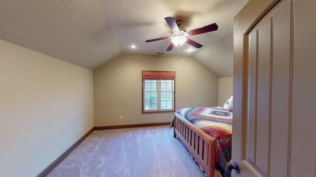100 Carefree Ln, Counce, TN 38326 - bedroom featuring light colored carpet, visible vents, vaulted ceiling, and baseboards
