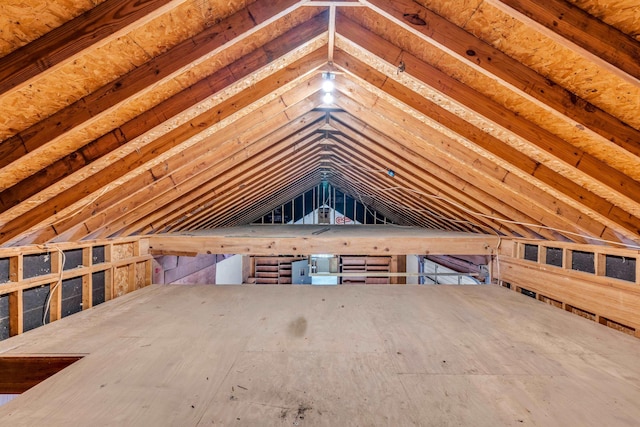 attic with an upstairs landing