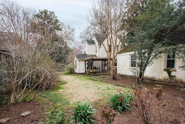 view of yard with a deck