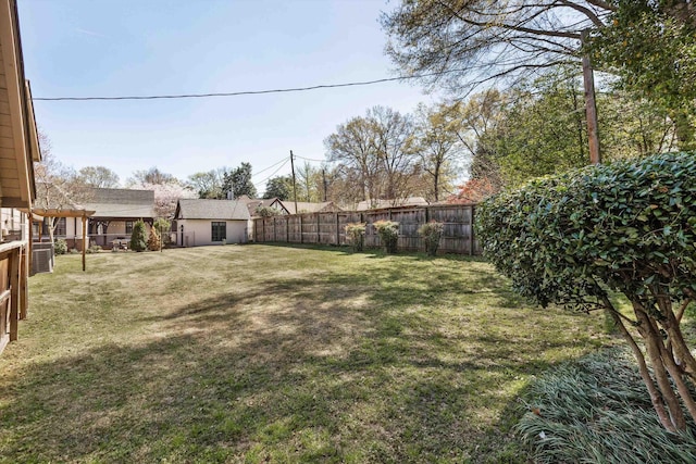 view of yard featuring a fenced backyard