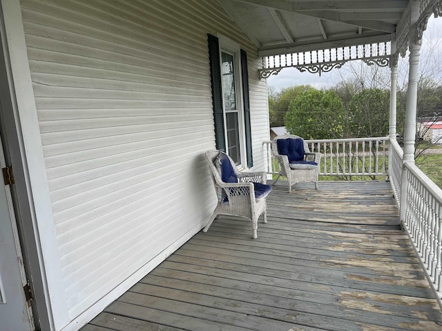 deck featuring a porch