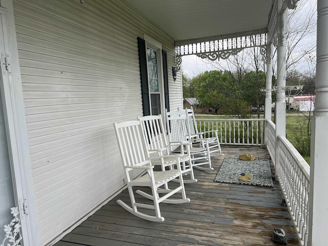 deck featuring a porch