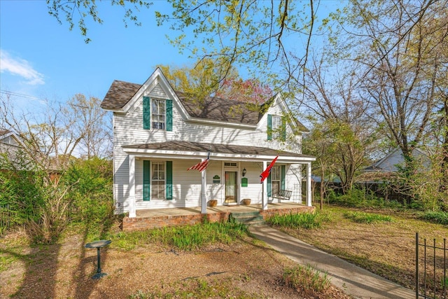 view of front facade featuring covered porch