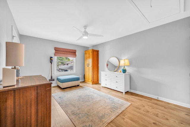 5878 Roxbury Dr Unit 5878, Memphis, TN 38119 - bedroom featuring attic access, baseboards, light wood finished floors, and a ceiling fan