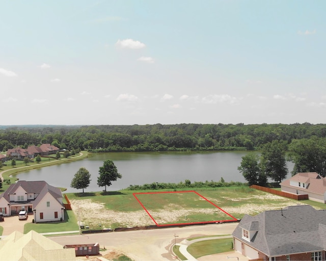6489 Clarkson Cir W, Arlington, TN 38002 - aerial view featuring a water view and a wooded view