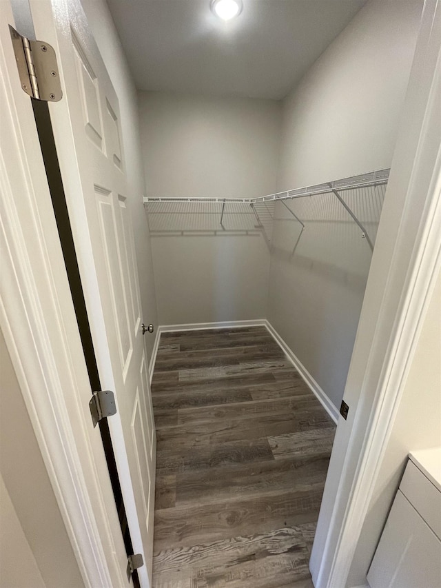 spacious closet with wood finished floors