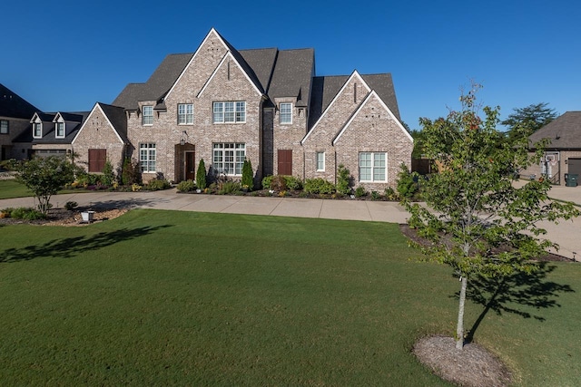 view of front of house featuring a front yard and brick siding
