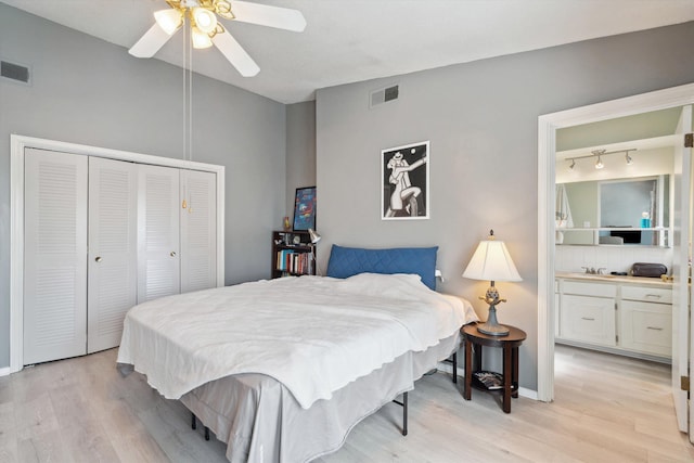 433 S Perkins Dr Unit 433, Memphis, TN 38117 - bedroom with a closet, light wood finished floors, a ceiling fan, and visible vents