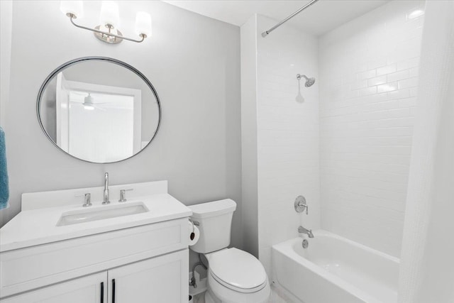 6555 Oak Estates Dr, Memphis, TN 38119 - bathroom with toilet, shower / bath combo, vanity, and a ceiling fan