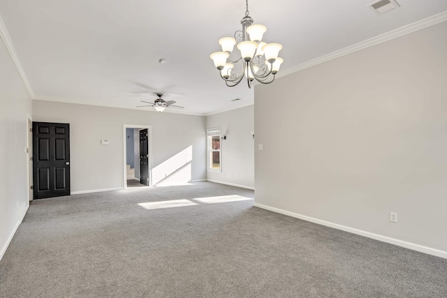 979 Welbeck Cv, Collierville, TN 38017 - unfurnished living room featuring ornamental molding, visible vents, and carpet flooring