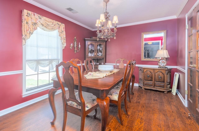 8453 Farrah Ln, Germantown, TN 38139 - dining area featuring visible vents, baseboards, a notable chandelier, and wood finished floors