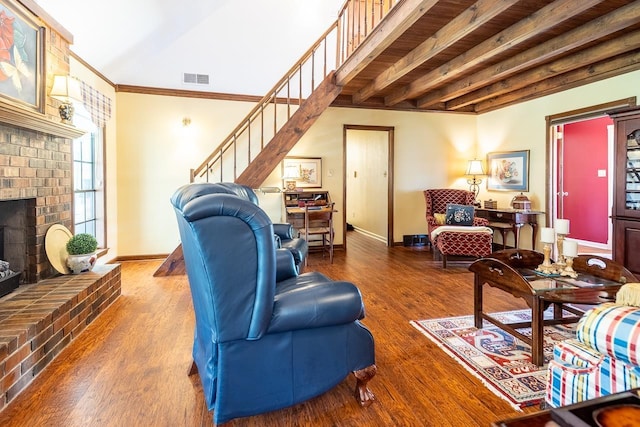 8453 Farrah Ln, Germantown, TN 38139 - living area with visible vents, baseboards, wood finished floors, and stairs