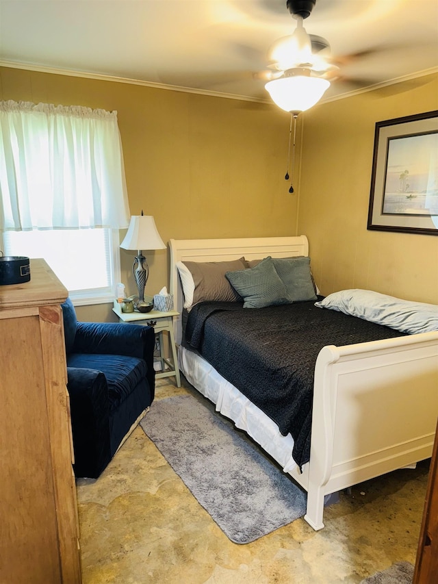 bedroom with ornamental molding