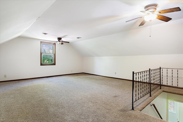 63 Shady Glen Rd, Memphis, TN 38120 - bonus room featuring a ceiling fan, carpet, vaulted ceiling, and baseboards