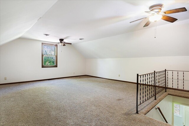 63 Shady Glen Rd, Memphis, TN 38120 - bonus room featuring a ceiling fan, carpet, vaulted ceiling, and baseboards