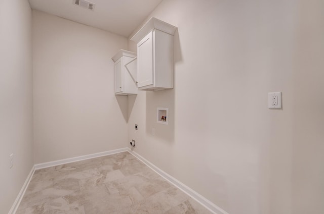 175 Valleyview Ln, Oakland, TN 38060 - laundry room with hookup for an electric dryer, baseboards, washer hookup, visible vents, and cabinet space