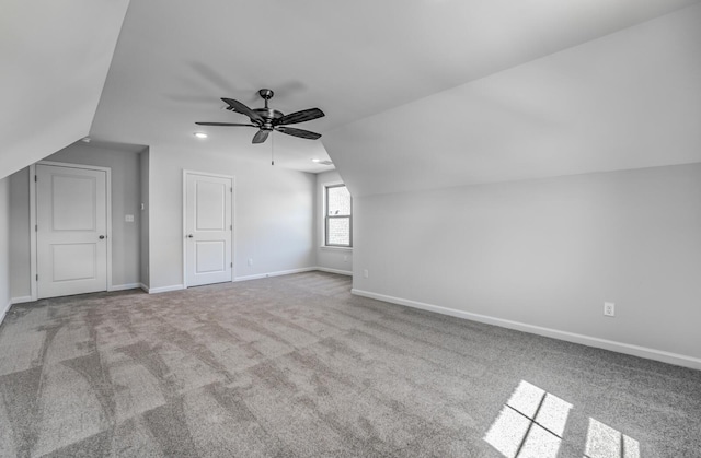 175 Valleyview Ln, Oakland, TN 38060 - bonus room with ceiling fan, baseboards, vaulted ceiling, and carpet floors