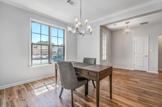 175 Valleyview Ln, Oakland, TN 38060 - dining room featuring ornamental molding, visible vents, plenty of natural light, and a notable chandelier