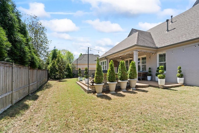 703 Justana Dr, Collierville, TN 38017 - view of yard featuring a fenced backyard, a patio, and ceiling fan