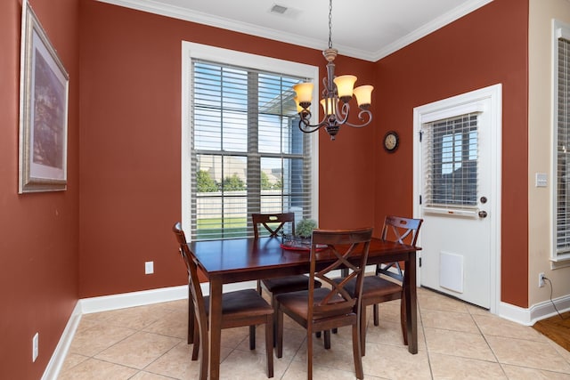 325 Fairoaks Dr, Oakland, TN 38060 - dining room featuring baseboards, a notable chandelier, crown molding, and a healthy amount of sunlight