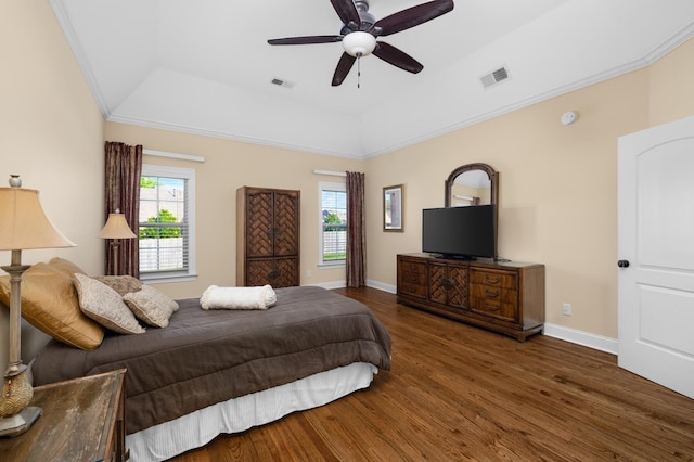 325 Fairoaks Dr, Oakland, TN 38060 - bedroom with baseboards, wood finished floors, a tray ceiling, and visible vents