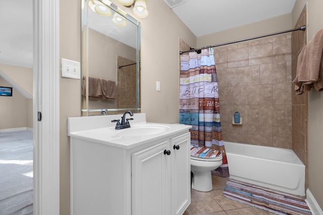 325 Fairoaks Dr, Oakland, TN 38060 - full bath featuring tile patterned floors, visible vents, toilet, vanity, and shower / tub combo with curtain