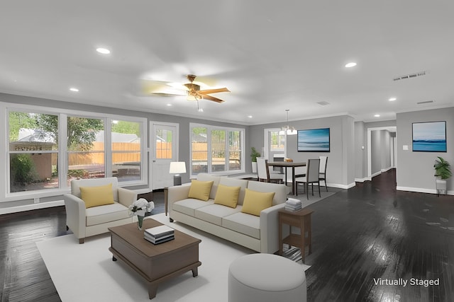 5188 Gwynne Rd, Memphis, TN 38117 - living room with recessed lighting, visible vents, a wealth of natural light, and ornamental molding