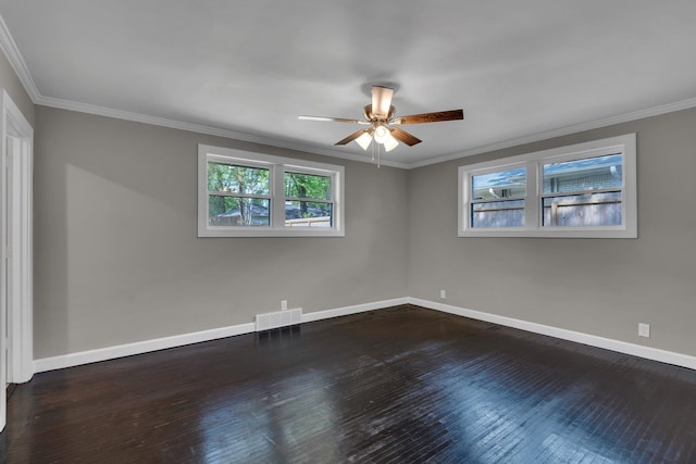 5188 Gwynne Rd, Memphis, TN 38117 - unfurnished room featuring wood-type flooring, visible vents, a ceiling fan, and baseboards