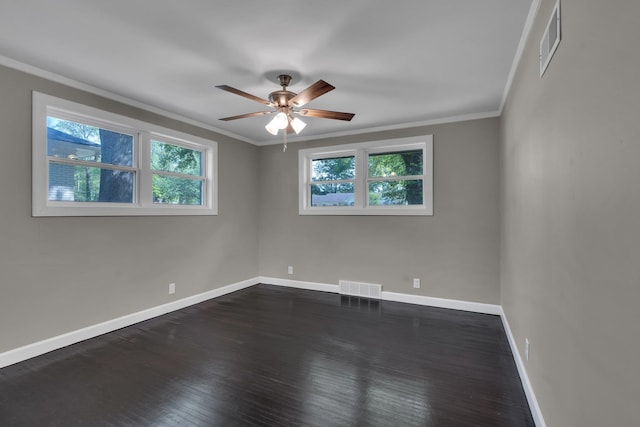 5188 Gwynne Rd, Memphis, TN 38117 - unfurnished room featuring visible vents, a wealth of natural light, ceiling fan, and crown molding