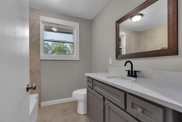 5188 Gwynne Rd, Memphis, TN 38117 - bathroom with tile patterned flooring, toilet, vanity, and baseboards