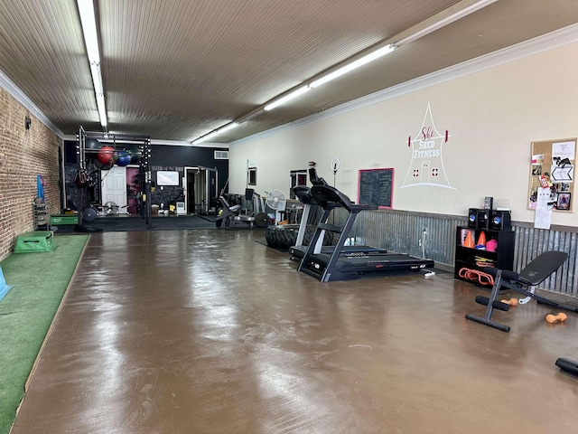 132 W Court Ave, Selmer, TN 38375 - workout area with brick wall and ornamental molding