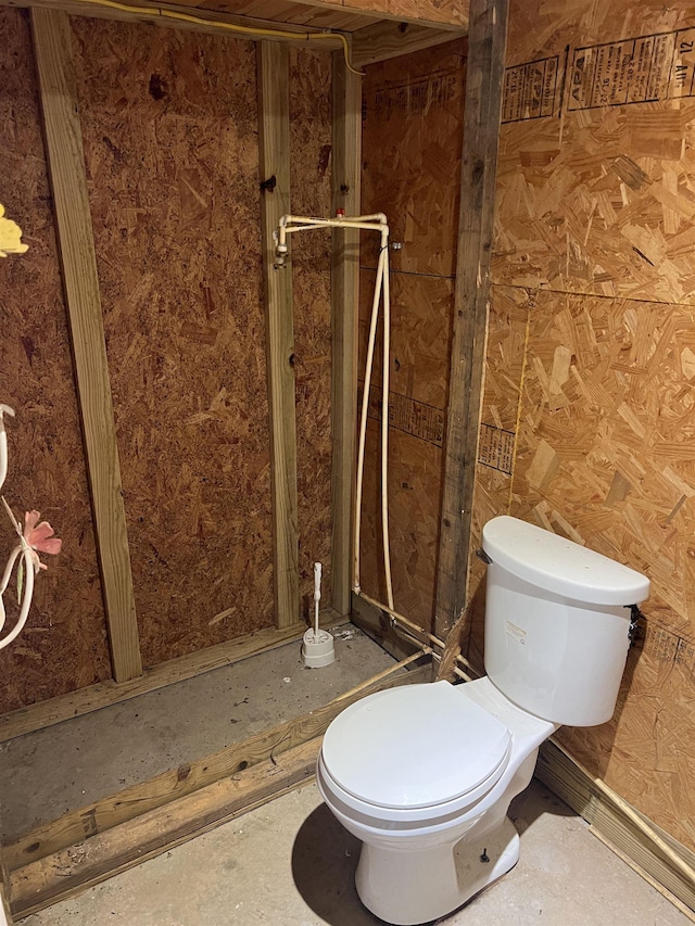 full bathroom with toilet and a stall shower