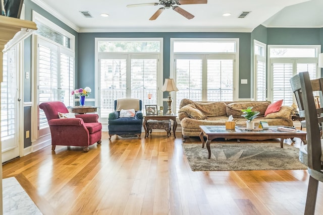 10290 W Shrewsbury Run, Collierville, TN 38017 - living area with ornamental molding, visible vents, and a healthy amount of sunlight