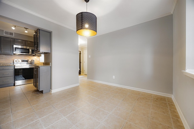 1832 Dragonfly Cv Unit 1, Germantown, TN 38138 - kitchen with appliances with stainless steel finishes, tasteful backsplash, light tile patterned flooring, and visible vents