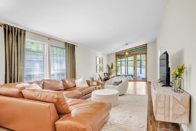 5657 Walnut Grove Rd, Memphis, TN 38120 - living room with wood finished floors, a wealth of natural light, and lofted ceiling