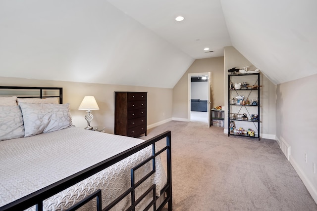 250 Ridgewood Dr, Piperton, TN 38017 - carpeted bedroom featuring vaulted ceiling, visible vents, and baseboards