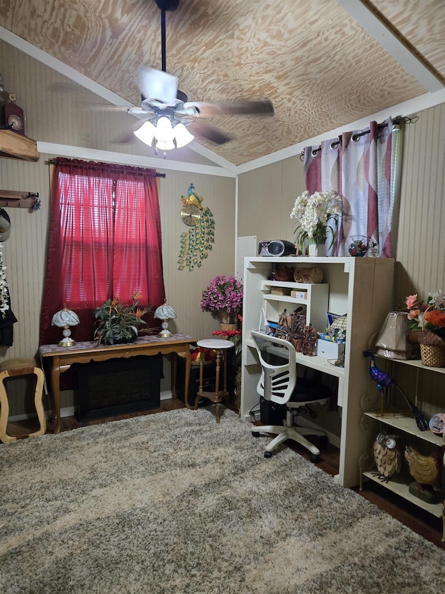 home office featuring ceiling fan