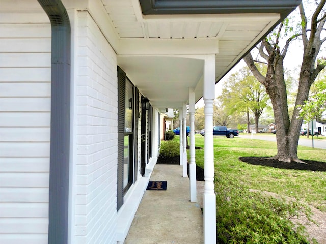 view of patio featuring covered porch