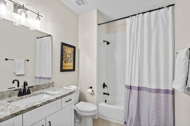 428 Catawba Valley Dr, Collierville, TN 38017 - full bathroom with shower / bath combo, visible vents, vanity, and toilet