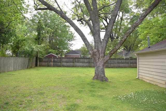 view of yard featuring a fenced backyard