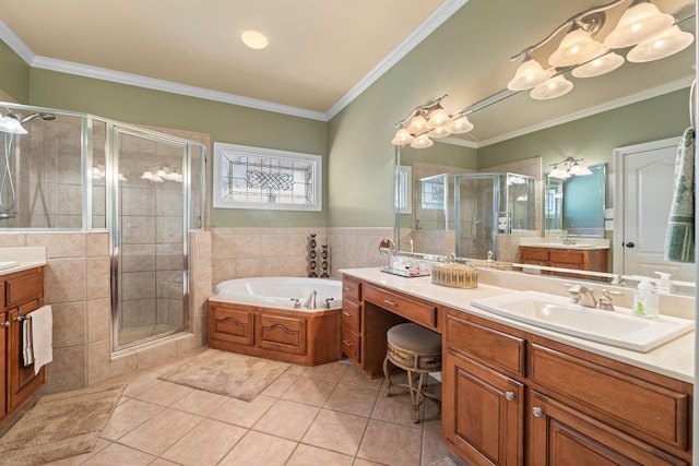 93 Eagle Glade Cv, Cordova, TN 38018 - full bath with tile patterned flooring, a sink, a shower stall, and two vanities
